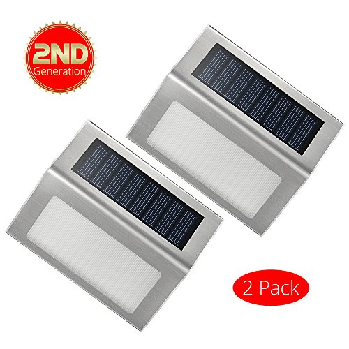 VicTsing® 2 Pack Outdoor Stainless Steel LED Solar Step Light; Illuminates Stairs, Paths, Deck, Patio, Garden, Etc.