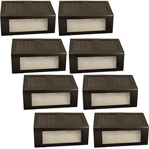 (8 Pack) Reusable Revolution Solar Outdoor LED Stair Lights (Brown)