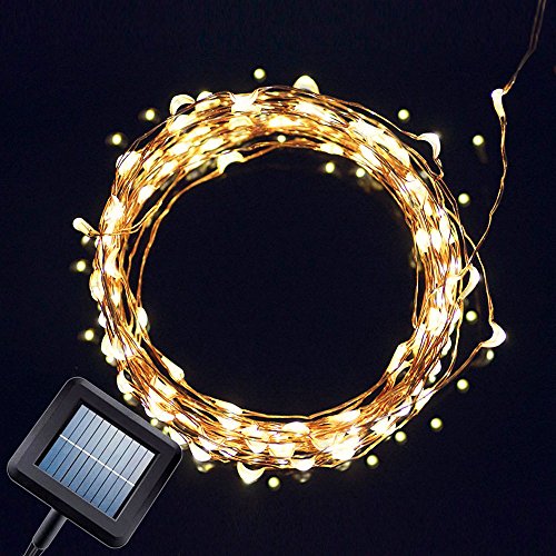 Solar Powered String Light, Amir® 100 LEDs Starry String Lights, Copper Wire Lights Ambiance Lighting for Outdoor, Gardens, Homes, Dancing, Christmas Party(Warm White)