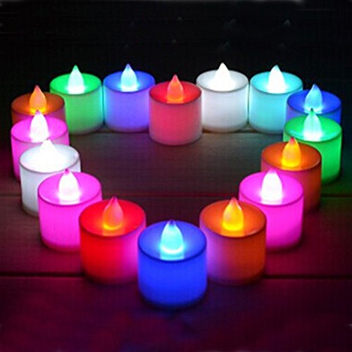 Set of 24 Colour Changing Flickering Flameless LED Candle Light Tea light Mood Light (Battery include) for Wedding Party Club Decor in White LD010