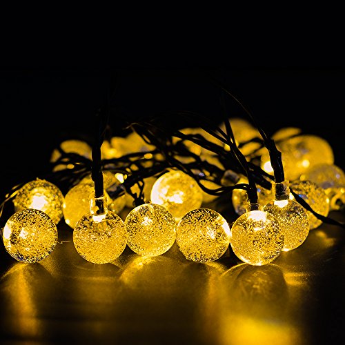 Hallowmas Chrismas Solar Decorative Lights,Senbowe™20ft 30 LED Waterproof Warm White Crystal Ball Solar String Lights /Solar Powered Globe Fairy String Lights for Outdoor, Yard, Garden, Home,Garden, Path,Chrismas Day, Landscape Decoration