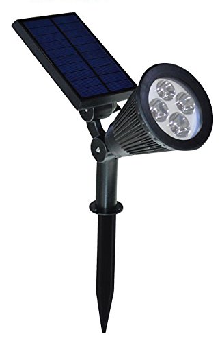Lumcrissy New Version 200 Lumens LED Solar Light/Solar Wall Lights / In-ground Lights, 180°angle Adjustable and Waterproof 4 LED Solar Outdoor Lighting, Spotlights, Security Lighting, Path Lights for Patio, Deck, Yard, Garden, Driveway, Stairs (1pack)