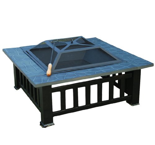 Outsunny  Square Outdoor Backyard Patio Metal Firepit,  32-Inch