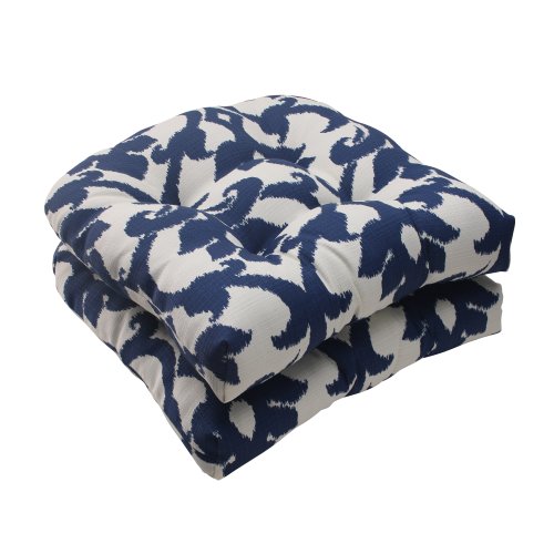 Pillow Perfect Indoor/Outdoor Bosco Wicker Seat Cushion, Navy, Set of 2