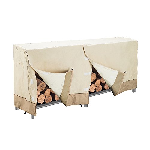 Villacera High Quality 8 Foot Log Rack Cover, Beige and Brown