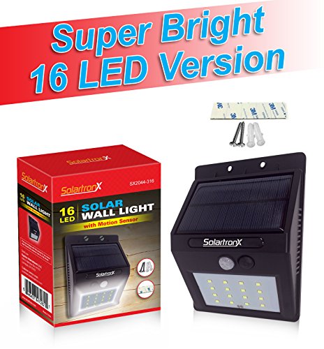 16 LED Motion Sensor Solar Light. Dusk to Dawn Security Lighting for Outdoors. Ideal for Walkway, Garden, Yard, Deck, Patio, Fence and Outdoor. External On/off Switch.