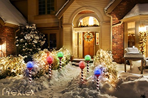 Prextex Christmas Lights Solar Powered Crackeled Pathway Lights (6 Pack) Powered By Sun Outdoor Stake Christmas Lights