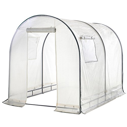 Abba Patio Walk in Greenhouse Fully Enclosed Lawn and Garden Portable Outdoor Tent with Windows, 6×6.6×8 Ft, White