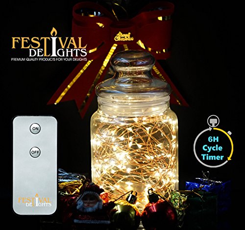 Fairy Lights with Timer and Remote Controller – 100 LEDs 33ft Starry LED String Lights Battery Operated Indoor Star Heart