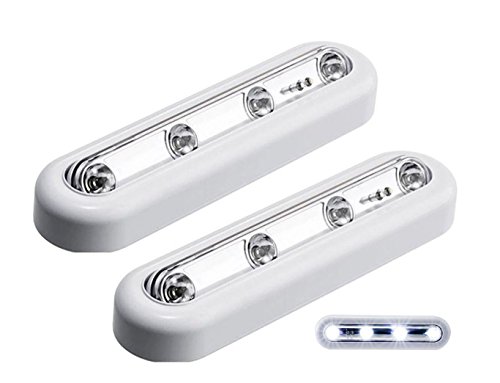 Anpress® 2 Pack Energy saving Battery powered 4 LED Super-bright LED Touch induction Light Closet / Cabinet / Stairs /Step / Bar / Shaking LED Night Light – Cold White Light high lighting LED lamp