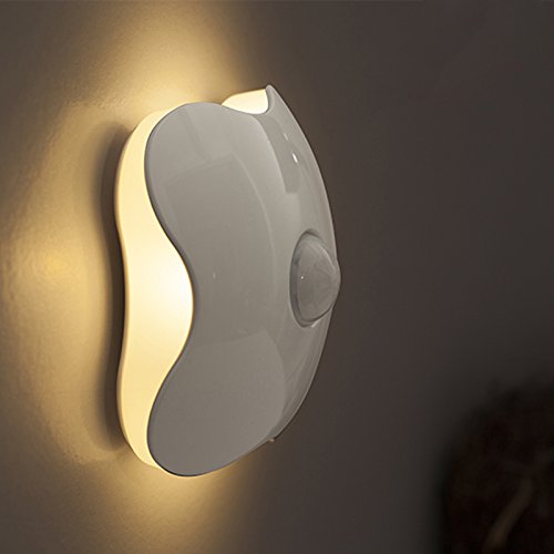 Night Light, Pretid Four-leaf Clover Motion Sensor Night Light Battery Operated LED Bedside Wall Light Anywhere As Christmas Decorations Gifts for Children (Yellow)
