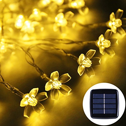 Solar Fairy lights, NockNock Solar Powered 23ft 7m 50 LED Waterproof Blossom String Lights for Wedding Christmas Party Holiday Lawn Patio Indoor and Outdoor Use – Warm White