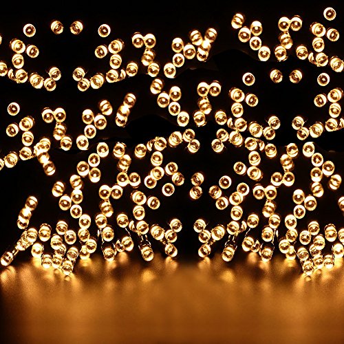 Ucharge Solar Powered LED Outdoor String Lights, 26m 200 LED Solar Fairy String Lights for Outdoor, Gardens, Homes, Christmas Party, Waterproof (Warm White)