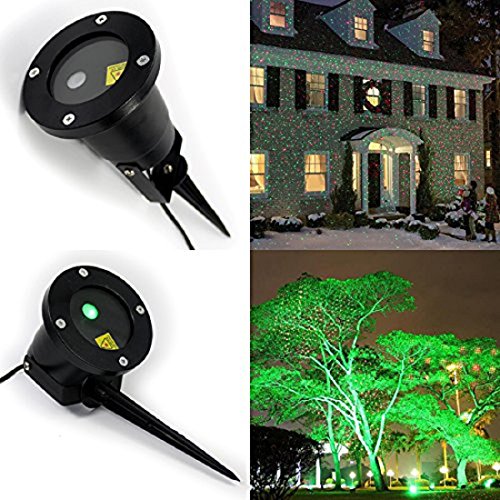 Minger Waterproof Moving Red & Green Dual Laser Landscape Projector Light, Firefly Lamp Laser Lights for Garden, Tree, Wall, Christmas, Holiday, Indoor & Outdoor Decoration (Black)