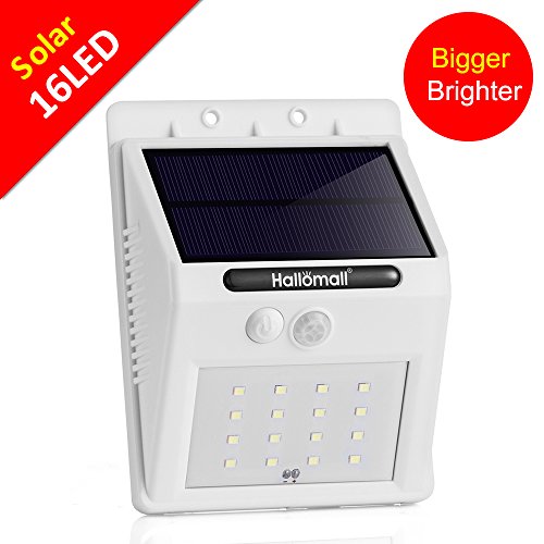 [Larger Version 16LED with Push-button Switch] Outdoor Solar Motion Lights-Built in 2200mah Rechargeable Lithium Battery-Motion Sensor Activated-For Patio Deck Yard Garden Home,2 Modes