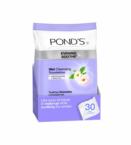 POND’S Evening Soothe Wet Cleansing Towelettes, 30-Count (Pack of 2)