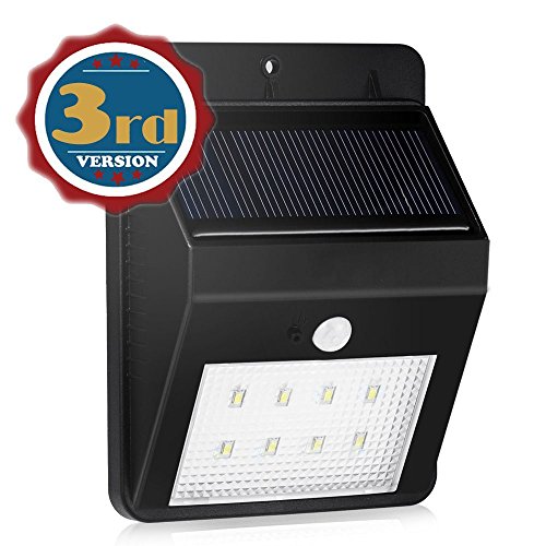 [New Version] Solar Light, Bengoo Solar Powerd Wireless Bright 8 LED Security Weatherproof Motion Sensor Light