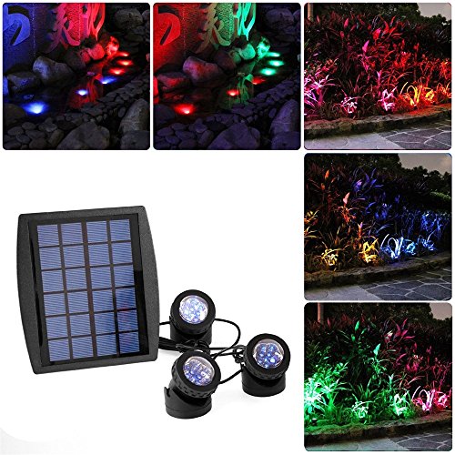 BonAchat High Bright 18 LED Solar Panel Solarpower IP68 Waterproof Underwater Shot Lights Spotlights Lawn&Garden&Courtyard Plug Lights Aquarium Decorative Lighting Pond Multi Color