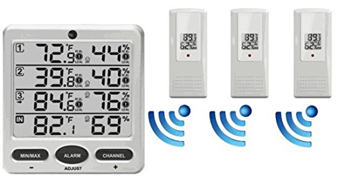 Ambient Weather WS-10 Wireless Indoor/Outdoor 8-Channel Thermo-Hygrometer with Three Remote Sensors