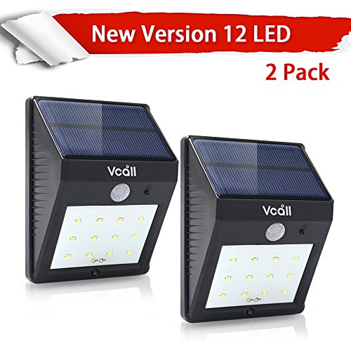 [2 Pack]Smarter Upgrade 12 LED Outdoor Solar Lights Motion Sensor-Diamond Lampshade-Wireless Exterior Security Solar Lighting For Patio Deck Yard Garden Home Driveway Stairs Outside Wall