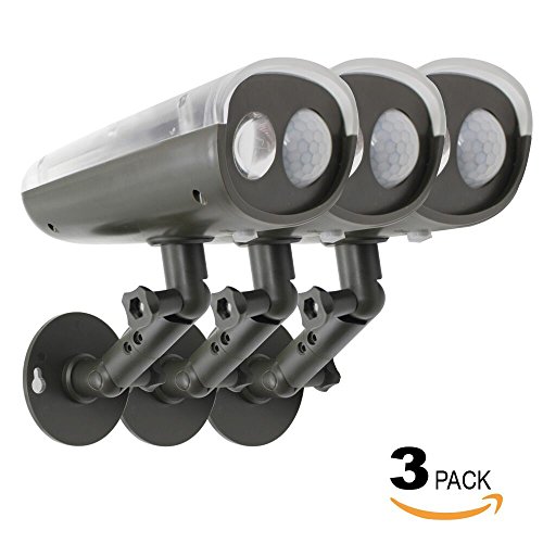 Pack of 3 Wireless Solar Motion Sensor LED Security Light w/ Photocell, PIR Motion Sensor – Dusk to Dawn Wall Mount Motion Detector Spotlight for Garden, Porch, Patio and Garage Outdoor Lighting