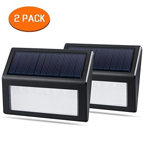 [2 Pack] Outdoor Solar Light, QPAU Waterproof 6 LED Solar Light Wall Lamp for Modern Fixture Hallway Garden Stair Fence