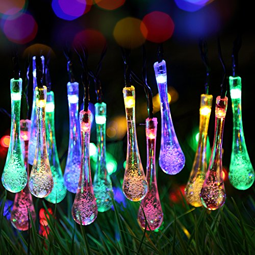 Solar Outdoor String Lights,URPOWER® 20ft 30 LED Water Drop Solar String Fairy Waterproof Lights Christmas Lights Solar Powered String lights for Garden, Patio, Yard, Home, Christmas Tree, Parties