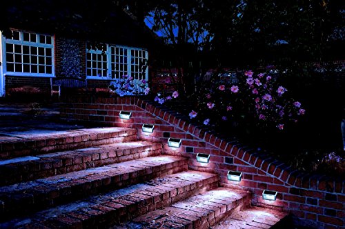 Beety Upgrade High Quality ～ Outdoor Stainless Steel LED Solar Step Light; Illuminates Stairs, Deck, Patio (Pack of 6)