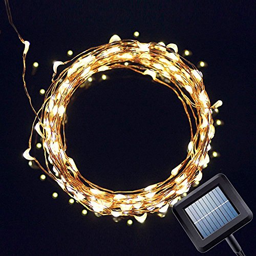 Solar String Lights,Gotideal® 100 LEDs Outdoor/Indoor Starry String Lights,Waterproof Solar Fairy String Lights Copper Wire Ambiance Lighting for Landscape Gardens Homes Christmas Party (Warm White)