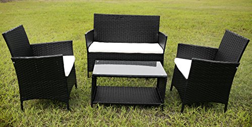 Merax 4-piece Outdoor Rattan Wicker Sofa and Chairs Set Rattan Patio Garden Furniture Set