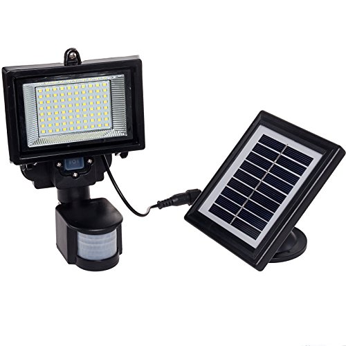 GreenLighting 80 LED Solar Power PIR Motion Sensor Security Flood Light (Black)