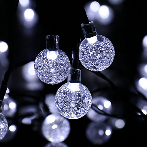 ICICLE Solar Christmas String Lights Bubble Globe Decorative, 20ft 30 Leds 8 Modes Lighting for Outdoor, Garden, Christmas Tree, Wedding, Party and Holiday Decorations (Cool White)