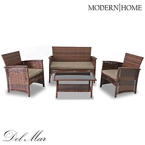 Modern Home Del Mar Woven Wicker 4pc Patio Set