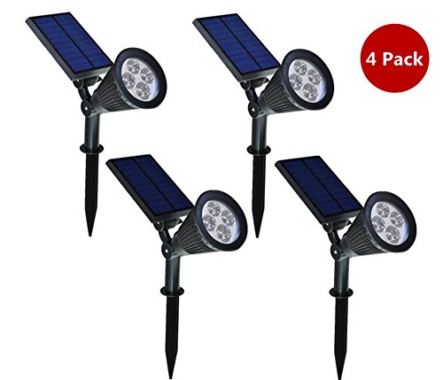 Falove 4PACK 200 Lumen Solar Wall Lights / In-ground Lights, 270°Angle Adjustable and Waterproof 4 LED Solar Outdoor Spotlights (4)