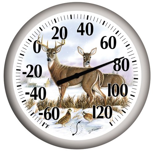 Springfield Outdoor Thermometer (13.25-Inch, Winter Deer)