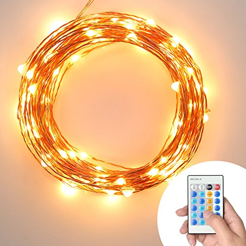 Dimmable String Lights, [UL Certified Adapter] Amir® 33Ft Copper Wire with 100 LEDs Starry lights, Remote Control String Lights for Christmas, Party, Wedding, Homes, Indoor and Outdoor Decorating