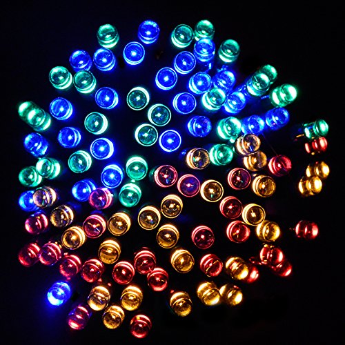 Ucharge Solar Powered Fairy String Lights 55ft 17.5m 100 LED 2 Modes Christmas Lights for Outdoor, Gardens, Homes, Wedding, Christmas Party,general Waterproof Multi-color