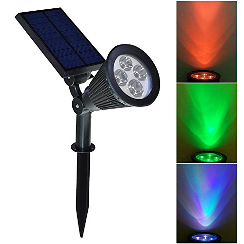 [3rd Generation] 200lumens 4LED Solar Spotlight Auto Color Changing ,Dusk to Dawn Sensor,waterproof Wall Path Light