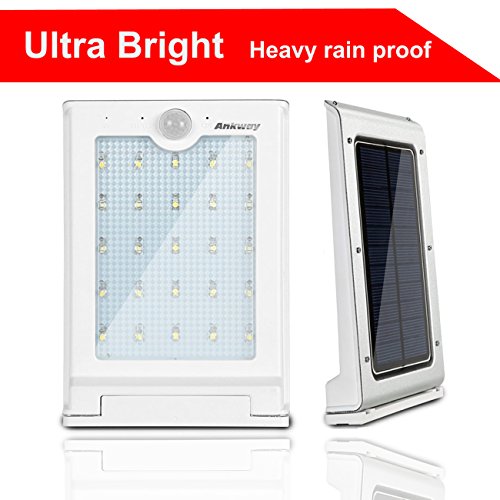 [Heavy Rain Proof ] 25 LED Solar Motion Sensor Light Outdoor with Dusk to Dawn Dark Sensing Auto On / Off Fence Lights, Outdoor, Patio, Wall Light (1 Pack)