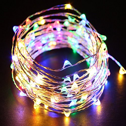 Minger Indoor/ Outdoor Led String Light 17ft 50Leds 3xAA Battery Powered Waterproof Rope Lights for Holiday, Christmas, New Year, Wedding, Birthday Party, Homes, Patios, Gardens, Lawns (RGB)