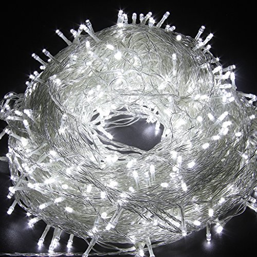 Excelvan Safe 24V 8 Modes 100m/328feet 500 Leds White String Fairy Lights for Outdoor, Bedroom, Wedding Party Christmas, Garden, Patio, Home (Cool White)