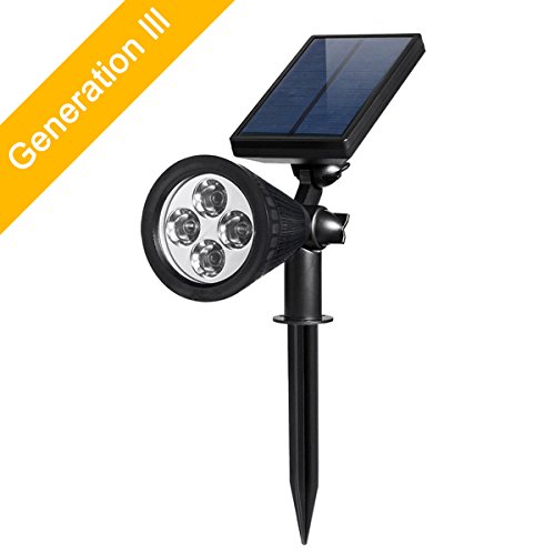 [The 3rd Gen]Vinus® 200 Lumens Solar Powered 4LED Landscape Lighting/In-ground Light-Waterproof-180°angle Adjustable-Auto-on At Night/Auto-off By Day Outdoor Wall Light/Spotlight/Security Lighting