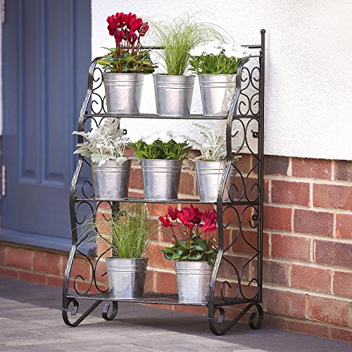 Plant Theatre – Organises Pot Plants and Herbs in a Stunning Tiered Display. Metal ‘Traditional’ Design in Black. Great Gift Idea