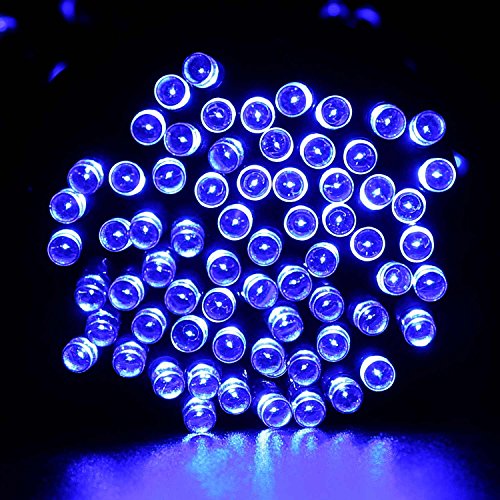 lederTEK Solar Powered Christmas String Lights 100 LED 39ft 8 Modes Fairy Décor Lighting For Outdoor, Indoor, Patio, Garden Tree, Wedding, Homes, Curtain, Bedroom, Seasonal Decorations(Blue)