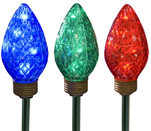 Sienna Red, Blue, and Green LED Lighted Driveway Marker 3-piece Set with Timer