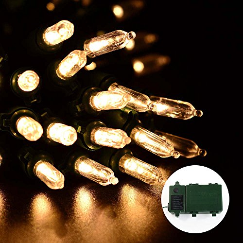 lederTEK Decorative Battery Operated String Lights 50 LED 13.1ft Fairy Christmas Lighting Décor 8 Modes Automatic Timer For Outdoor Indoor Xmas Tree Festival Wreaths Wedding Decorations(Warm White)