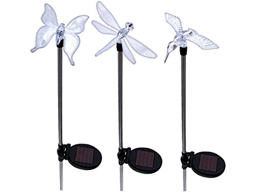 Solar Garden Stake Lights Hummingbird, Dragonfly and Butterfly LED Lawn Lights (3)