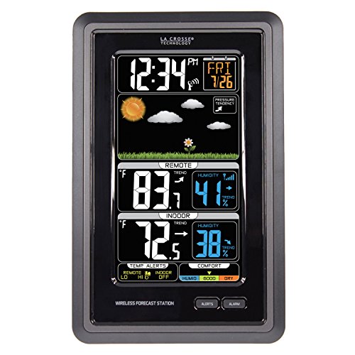 La Crosse Technology S88907 Vertical Wireless Color Forecast Station with Temperature Alerts