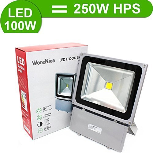 WoneNice Waterproof 100W LED Flood Light Cool White High Power Outdoor Spotlights Industrial Lighting Home Security Lighting Outdoor House Business Surveillance Safety Wall Washer High Building Ad Billboard Garden Plant Deck Landscape Decor