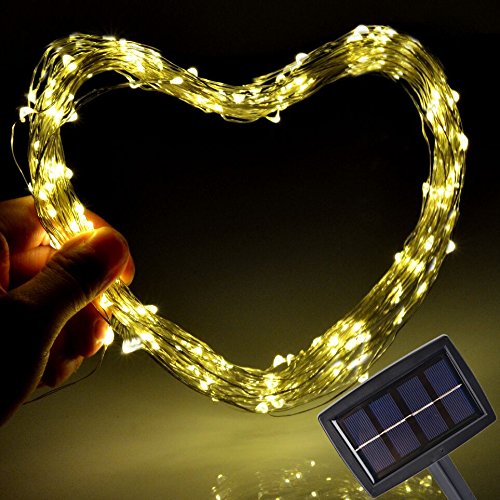 {Upgrade 200 LED Lights} Solar Powered Starry String Light,Solar Copper Wire Fairy String Lights, Ambiance Lighting,Decorative Lights for Outdoor, Gardens, Homes, Christmas Party
